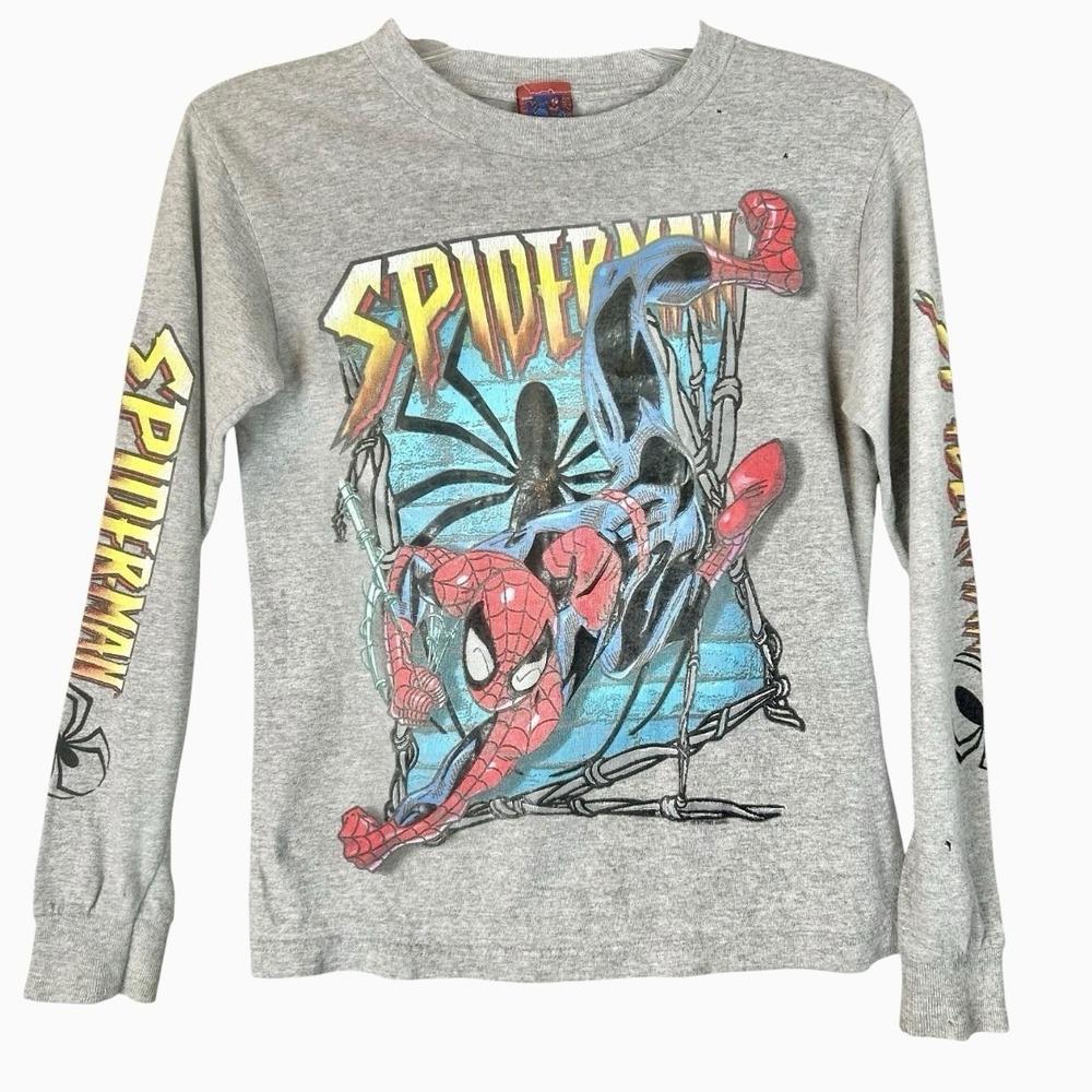 Vintage 2004 Marvel Spider-Man 2 Youth Small T-Shirt Gray Graphic Tobey Maguire